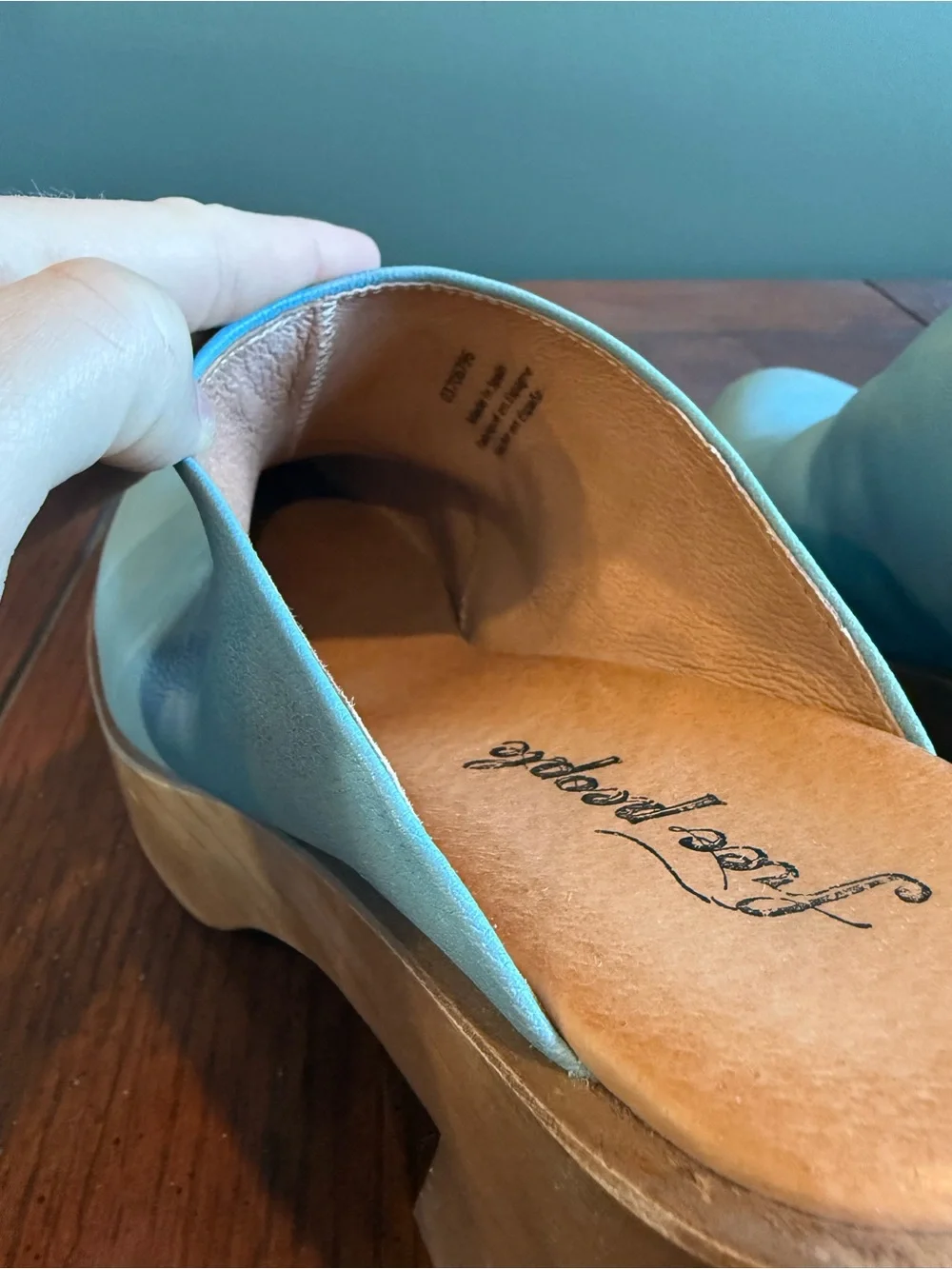 Free People -Suki Platform Clogs - Light Blue Leather Platform Clogs - Picture 6 of 7
